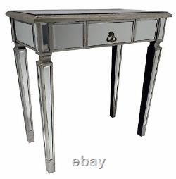Mirrored Console Desk Bedroom Dressing Table Venetian Glass 1 Drawer Storage