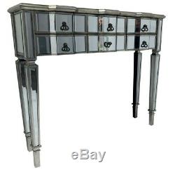 Mirrored Console Dressing Table Desk 6 Drawer Vintage Venetian Glass Furniture