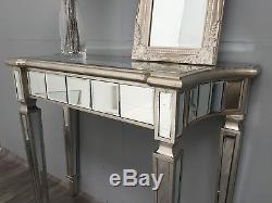 Mirrored Console Dressing Table Desk Silver Venetian Glass Furniture Modern