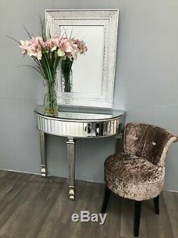 Mirrored Console Dressing Table Silver Half Moon Venetian Glass Furniture