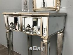Mirrored Console Dressing Table TV Stand 2 Drawer Venetian Glass Furniture Home