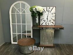 Mirrored Console Dressing Table Wood Top & Base Desk Glass Furniture Vintage