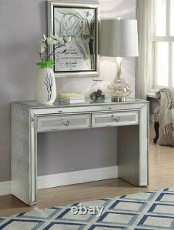 Mirrored Console Hall Table Mirror Dressing Mock Croc Furniture Glass Wall