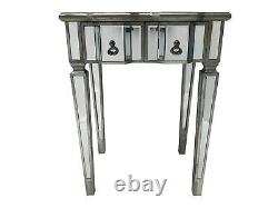 Mirrored Console Table Desk Dressing Table 2 Drawers Bedroom Home Glass Storage