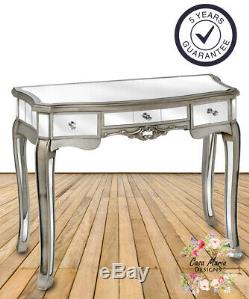 Mirrored Console Table Small Dressing Glass Vintage Antique Silver With Drawers