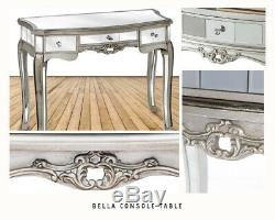 Mirrored Console Table Small Dressing Glass Vintage Antique Silver With Drawers