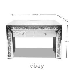 Mirrored Crushed Crystal Dressing Table 2 drawer FREE DELIVERY AVAILABLE