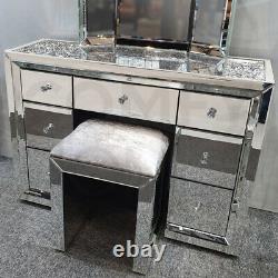 Mirrored Crushed Crystal Top Dressing Table 7 drawer FREE DELIVERY