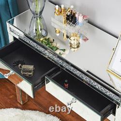 Mirrored Crushed Diamond Dressing Table Console Make up Desk Dresser Bedroom UK