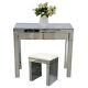 Mirrored Crystal Furniture Glass Dressing Table 2 Drawers And Console Stool Uk