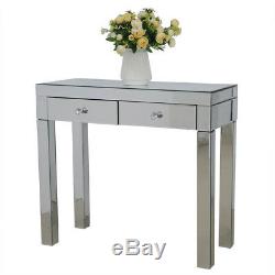 Mirrored Crystal Furniture Glass Dressing Table 2 Drawers And Console Stool UK