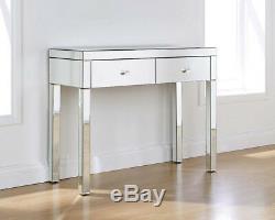 Mirrored Crystal Furniture Glass Dressing Table 2 Drawers with Console Stool UK
