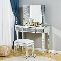 Mirrored Crystal Furniture Glass Dressing Table Stool Mirror Makeup Desk Console