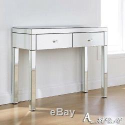 Mirrored Crystal Furniture Glass Dressing Table with 2 Drawers Console Bedroom