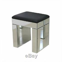Mirrored Dressing Table Glass Dresser With 2 Drawers Console Make Up Desk /Stool