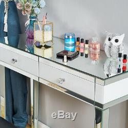 Mirrored Dressing Table Vanity Dresser Console Bedroom 2 Drawers Makeup Desk