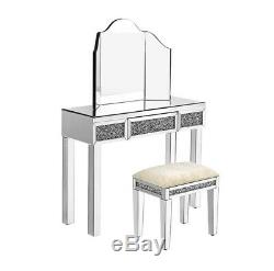 Mirrored Dressing Table Vanity Dresser Console Bedroom Stool Mirror New