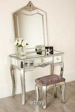 Mirrored Dressing Table Vanity Dresser Console Bedroom Stool Mirror Set Makeup