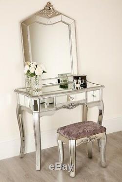 Mirrored Dressing Table Vanity Dresser Drawer Console Bedroom Stool Mirror Set