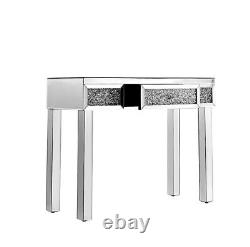 Mirrored Dressing Table With Drawer Makeup Diamond Glass Console Desk Bedroom UK