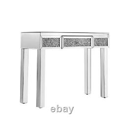 Mirrored Dressing Table With Drawer Makeup Diamond Glass Console Desk Bedroom UK
