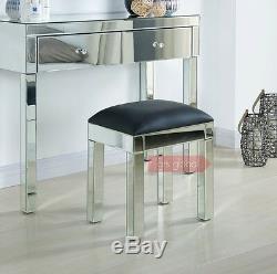 Mirrored Dressing Table With Stool 2 Drawer Clear or Black Mirror New Furniture