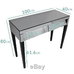 Mirrored Dressing Table in Grey Crystal Bedroom Furniture