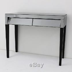 Mirrored Dressing Table in Grey Crystal Bedroom Furniture