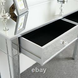 Mirrored Dressing Table with 2 Drawer Makeup Glass Console Desk Bedroom UK