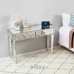Mirrored Entryway Console Glass Desk 2 Drawers Bedroom Dress Table Display Table