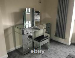 Mirrored Furniture Glass Bedroom Dressing Table and Chair and Mirror