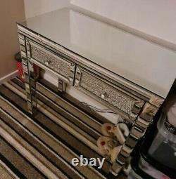 Mirrored Furniture Glass Dressing Table Drawers Diamond Console Bedroom Jewel