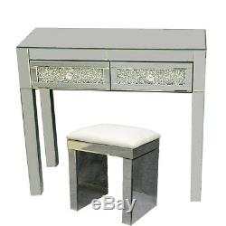 Mirrored Furniture Glass Dressing Table With 2 Drawers / Console Bedroom Stool