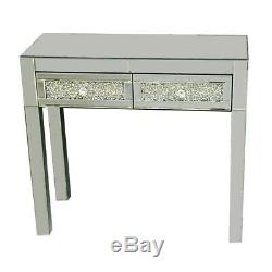 Mirrored Furniture Glass Dressing Table With 2 Drawers / Console Bedroom Stool