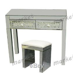 Mirrored Furniture Glass Dressing Table With Drawers Console Bedroom Stool