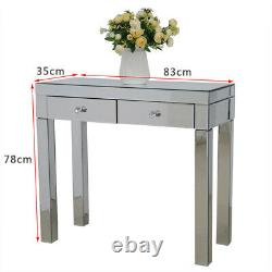 Mirrored Furniture Glass Dressing Table With Drawers Console -Stool Bedroom UK