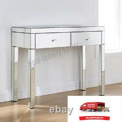 Mirrored Furniture Two Drawers Glass Dressing Table Console Bedroom Makeup Desk