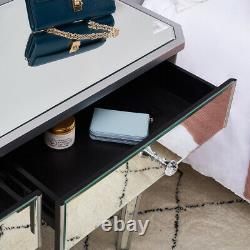 Mirrored Glass 2 Drawers Dressing Table Console Make-up Desk Vanity Bedroom