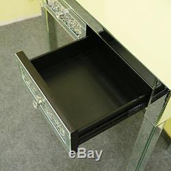 Mirrored Glass 2 Drawers Dressing Table Set With Stool Mirror Console Furniture