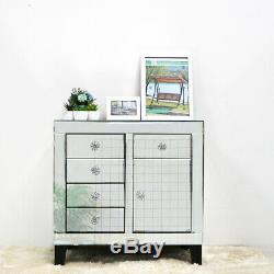 Mirrored Glass Console Dressing Table Silver Shabby Chic Furniture Unit Drawers