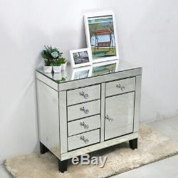 Mirrored Glass Console Dressing Table Silver Shabby Chic Furniture Unit Drawers