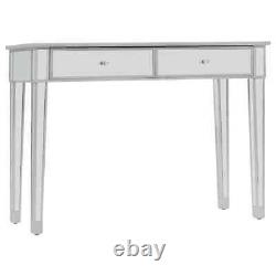 Mirrored Glass Console Table 2 Drawers Make-Up Vanity Dressing Desk Hallway