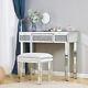 Mirrored Glass Drawer Diamond Dressing Table Console Make Up Desk Bedroom New