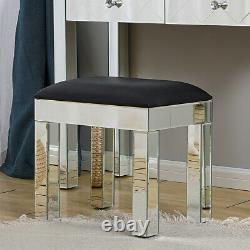 Mirrored Glass Drawer Dressing Table, Stool & Bedside Table Set Dresser Bedroom
