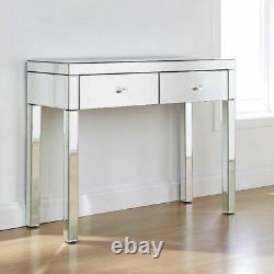 Mirrored Glass Dressing Table 2 Drawer Bedroom Makeup Table Dresser Desk Console