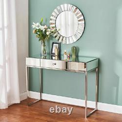 Mirrored Glass Dressing Table Bedside Bedroom Makeup Desk 1 Drawers Dresser UK