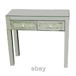 Mirrored Glass Dressing Table Drill Drawers of 2 Makeup Desk Table Furniture UK