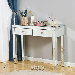 Mirrored Glass Dressing Table Makeup Vanity Desk Bedroom Drawer&Mirror&Stool UK