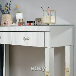 Mirrored Glass Dressing Table Makeup Vanity Desk Bedroom Drawer&Mirror&Stool UK