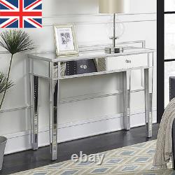 Mirrored Glass Dressing Table With 2 Drawers Makeup Vanity Desk Bedroom Dresser